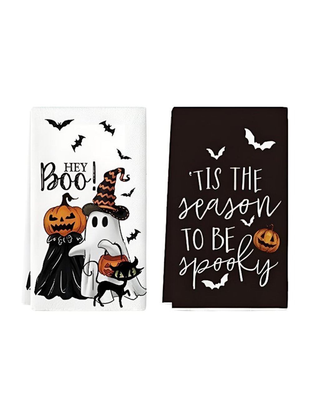 Ghost Cat Halloween Kitchen Towels Set of 2 18x26 Inch
